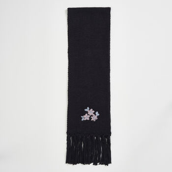 Forget Me Not Knitted Navy Scarf, 5 of 5