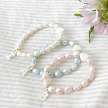 Girls Freshwater And Flower Pearl Initial Bracelet, 4 of 4