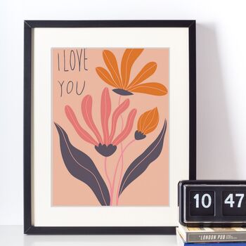 I Love You Flower Illustration Art Print, 3 of 3