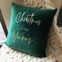 Personalised 'Christmas At The' Velvet Cushion, thumbnail 1 of 3