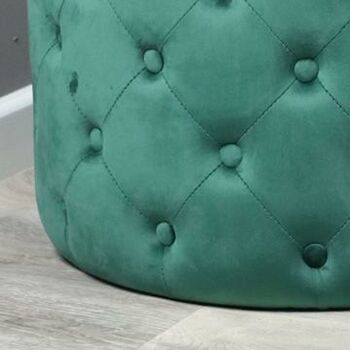 Emerald Green Velvet Buttoned Footstool, 2 of 3