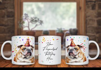 Personalised Bulldog Birthday Congratulations Party Gift Mug, 2 of 2