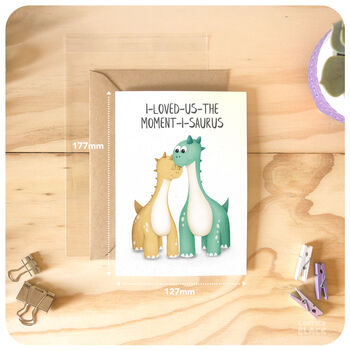 Dinosaur Pun Cute Love Anniversary Birthday Card Husband Wife Partner Boyfriend Girlfriend, 2 of 4
