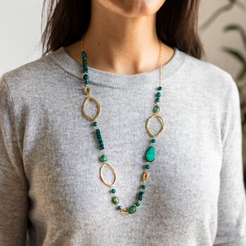 Long Gold And Green Statement Necklace, 4 of 5