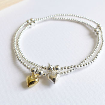 bracelet silver beaded tiny heart sterling notonthehighstreet
