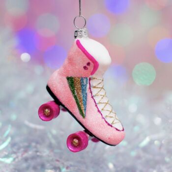 Retro Rollerskate Bauble Pink, 3 of 4