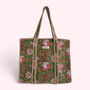 Green Floral Quilted Cotton Tote Bag, thumbnail 1 of 4