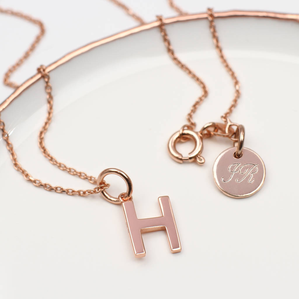 Two Initial Necklace in 18ct Rose Gold Plating | MYKA