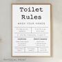 Toilet Rules Bathroom Wall Print, thumbnail 1 of 5