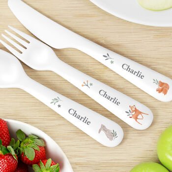 Personalised Woodland Animals Kids Cutlery, 2 of 3