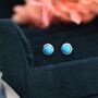 Sterling Silver Genuine Turquoise Gemstone Stud Earrings, thumbnail 2 of 12