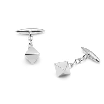 Recycled Silver Platonic Solid Octahedron Cufflinks, 3 of 4