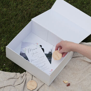 Geometric Floral Heart Wedding Keepsake Box, 4 of 5