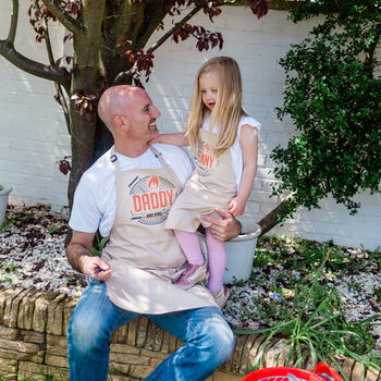 Personalised Daddy And Me Matching BBQ Family Apron Set, 8 of 12