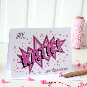 Personalised Galentine's Day Card, Comic Book Valentine, 2 of 4