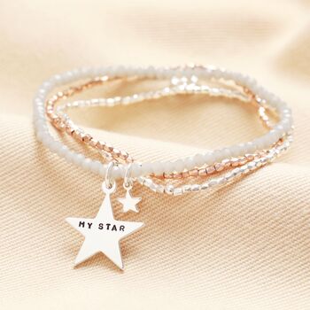 Personalised Mixed Metal Star Charm Multi Layer Beaded Bracelet, 2 of 2