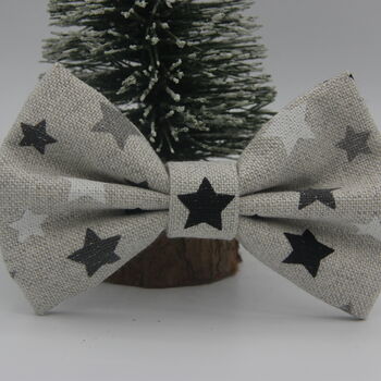 Silver Glitter Star Dog Bow Tie, 4 of 4