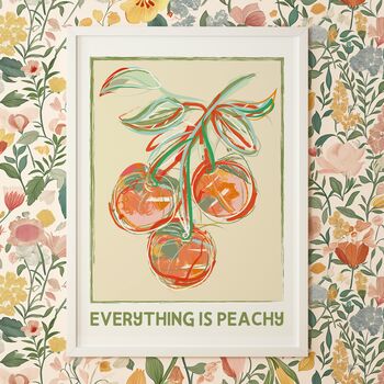 Personalised 'Everything Is Peachy' Watercolour Wall Art Print, 3 of 8