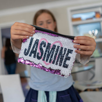 Personalised Sequin Pencil Case / Make Up Bag, 6 of 7