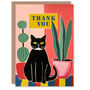 Plant Lover Black Cat Painting Thank You Card, thumbnail 1 of 4