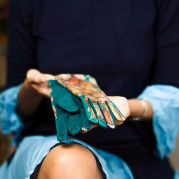 Art Print Suede Stretchy Touchscreen Gloves, 10 of 11