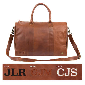 Personalised Leather Cortes Compact Weekender Holdall, 6 of 9