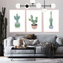 Set Of Three Cactus Plant Scandi Wall Art Prints, thumbnail 3 of 5