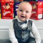 Baby Boys All In One Suit With Waistcoat And Bow Tie, thumbnail 2 of 6