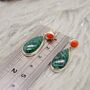 Green Emerald, Coral Sterling Silver Earrings, thumbnail 4 of 9