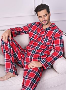 Family Brushed Woven Red Check Pyjama, 6 of 7