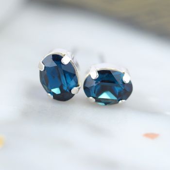 Small Oval Earrings Made With Swarovski Crystals, 8 of 12