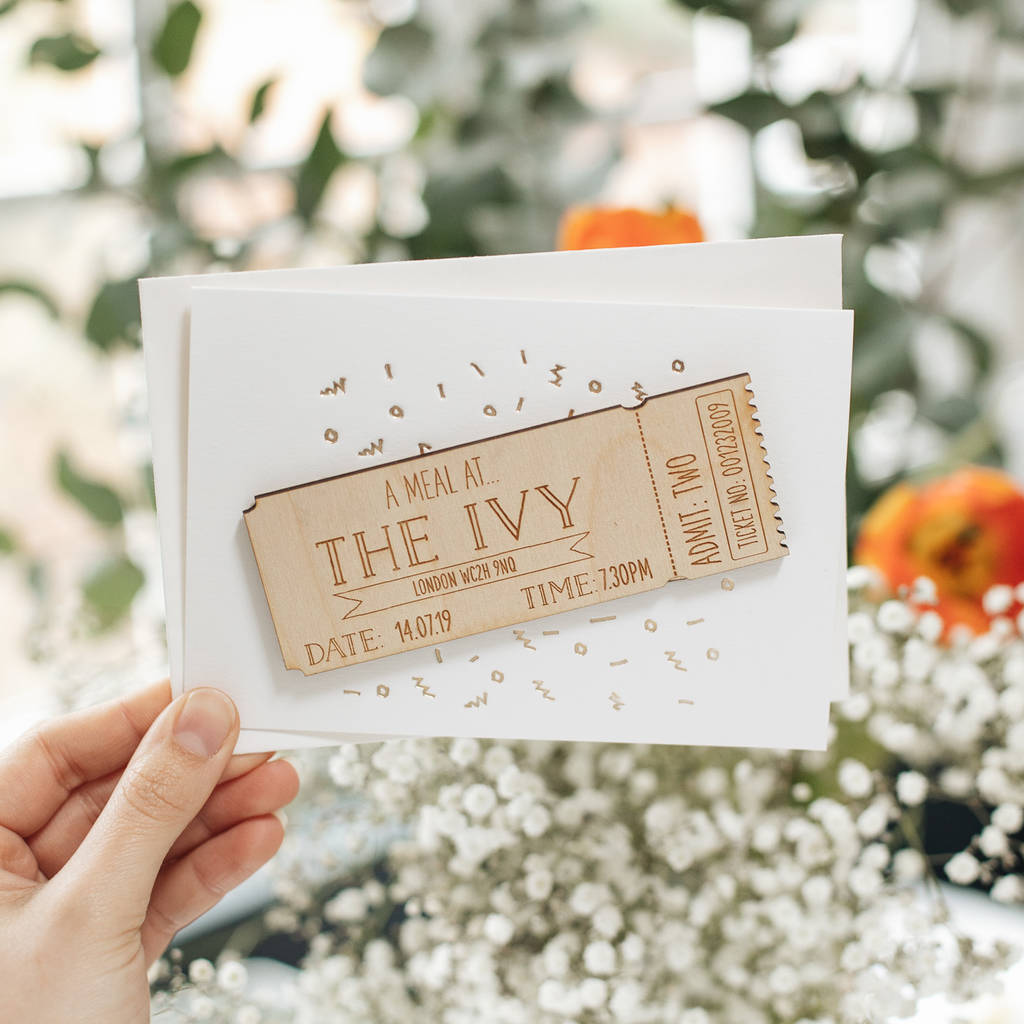 Personalised Wooden Ticket Gift Card, 1 of 10
