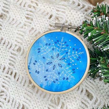 Snowflake Embroidery Kit Christmas Bauble, 6 of 6