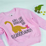 'Girls Like Dinosaurs Too' Girls Sweatshirt, thumbnail 3 of 3