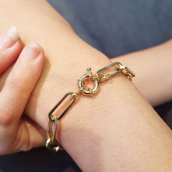 18k Gold Plated Paperclip Chain Bracelet, 2 of 3