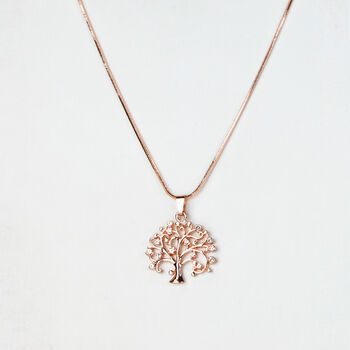 Family Tree Of Life Pendant Necklace With 14k Rose Gold Colour Plated Gift For Her, 3 of 5