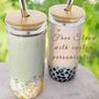 Glass Boba Drink Cup With Free Personalised Metal Straw, thumbnail 1 of 5