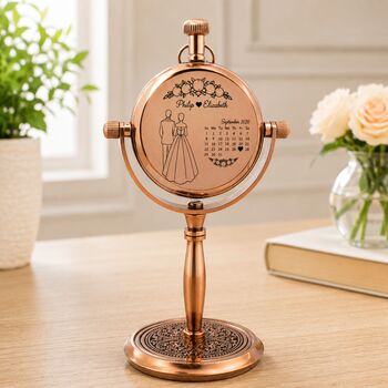 Personalised 7th Anniversary Gift Copper Desk Clock, 4 of 12