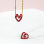 Tiny Red Enamel Floating Heart Necklace, thumbnail 1 of 7