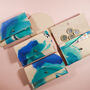 Hand Painted Leather Coin And Card Purse Blue Brush, thumbnail 4 of 10