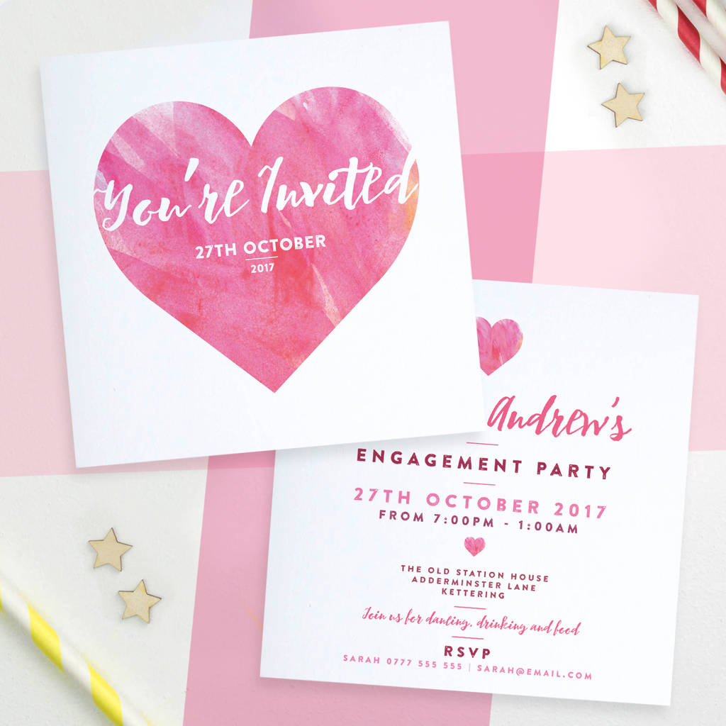 Personalised Watercolour Heart Invitations, 1 of 7