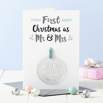 Mr And Mrs First Christmas Decoration Card, 4 of 4