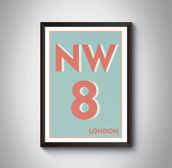 Nw8 Camden London Typography Postcode Print, 7 of 11