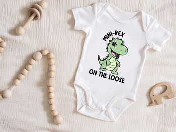 Cute Dino Print Newborn Baby Bodysuit, 3 of 3
