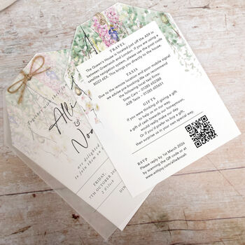 Whimsical Spring Vellum Tag Wedding Invitations, 3 of 6