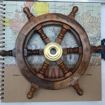 Handcrafted Decorative Wooden Ship Wheel, 3 of 3