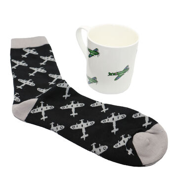 Spitfire Plane Bone China Mug And Sock Set, 2 of 4