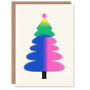 Vibrant Colour Tree Modern Xmas Christmas Card, thumbnail 1 of 4