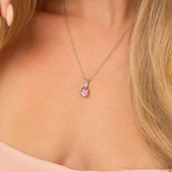 Pink Sapphire Pendant Necklace In Sterling Silver And Gold, 3 of 12