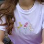 Embroidered Trio Of Spring Flowers T Shirt, thumbnail 5 of 6